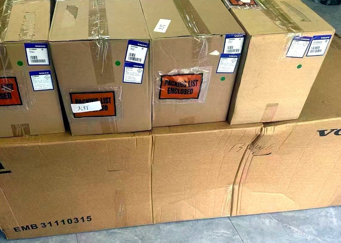 Genuine Volvo stock packed and labelled for export